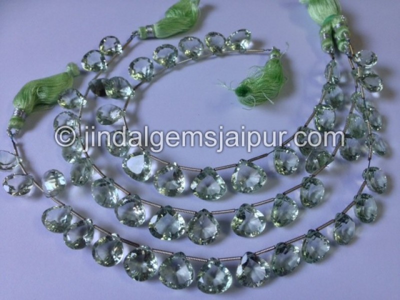 Green Amethyst Concave Cut Heart Shape Beads